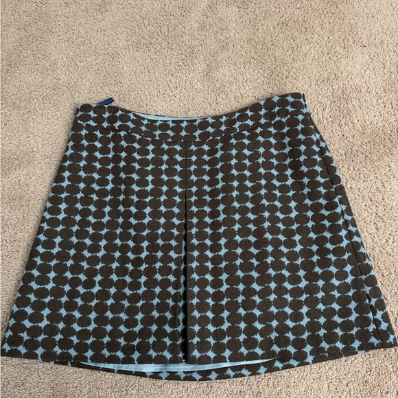 Boden Dresses & Skirts - Boden Women's Brown Blue Polka Dot Pleated A-Line Skirt Size 20R Wool Blend Prep